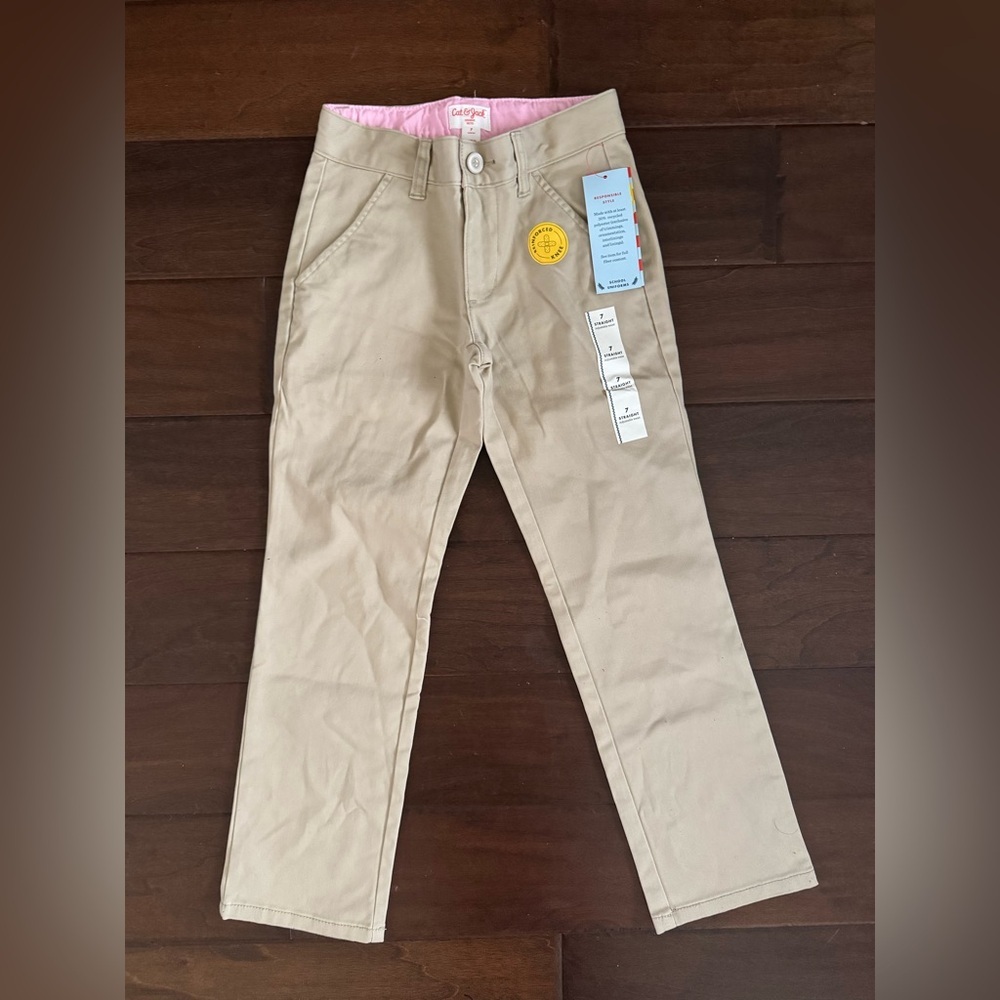 Cat & Jack girls khaki uniform style pants size 7 NWT